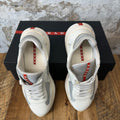 Prada Americas Cup White Patent Grey Sneaker Sz 7