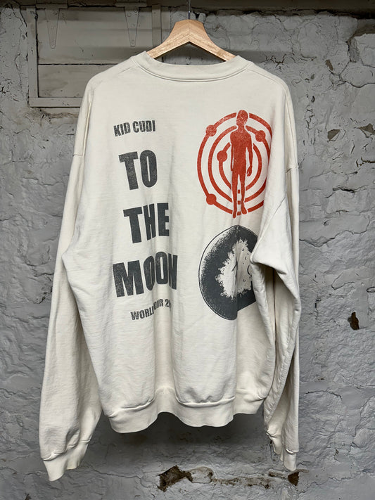 Kid Cudi To The Moon White Crewneck Sz XXL