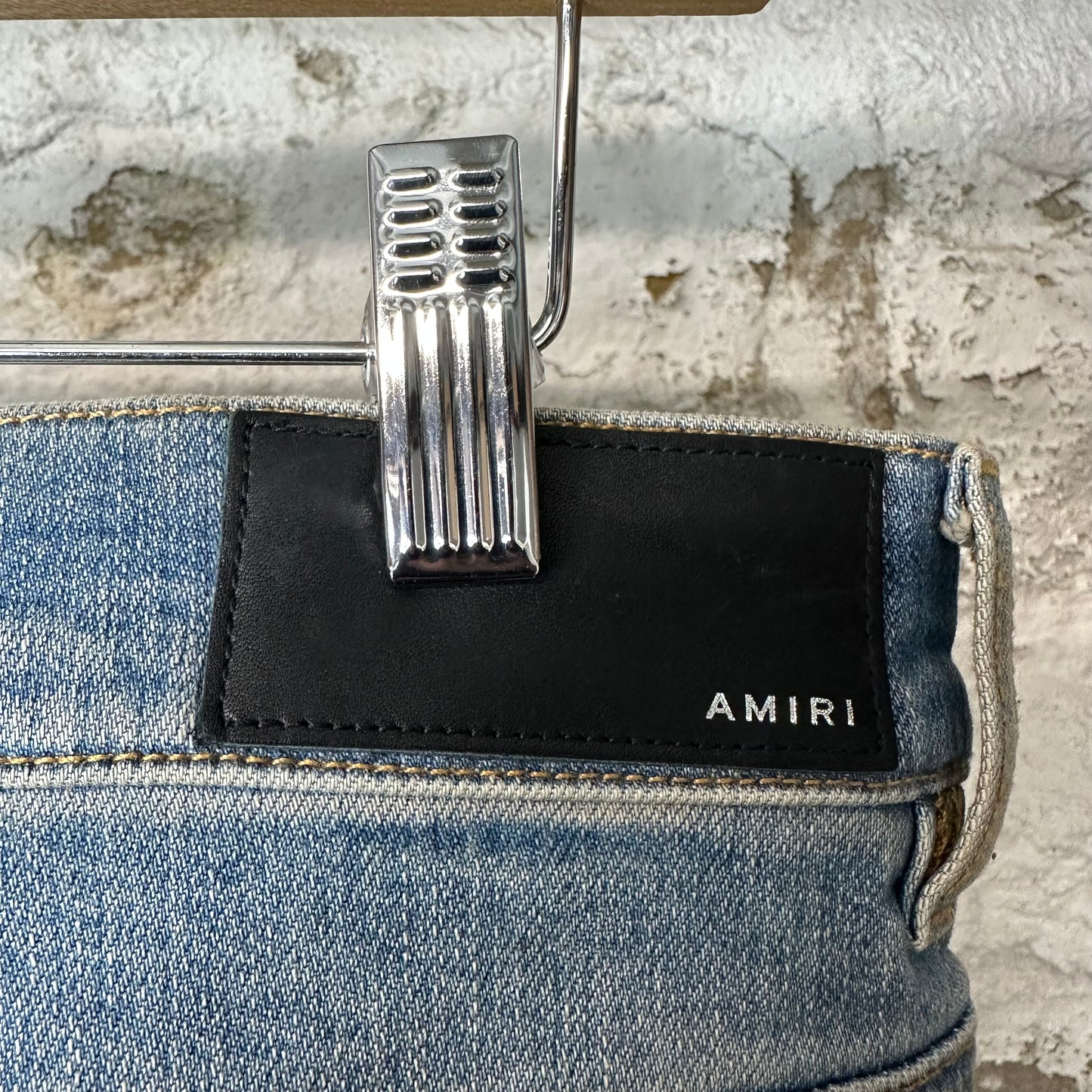 Amiri Green Camo Bones Blue Denim Jeans Sz 33