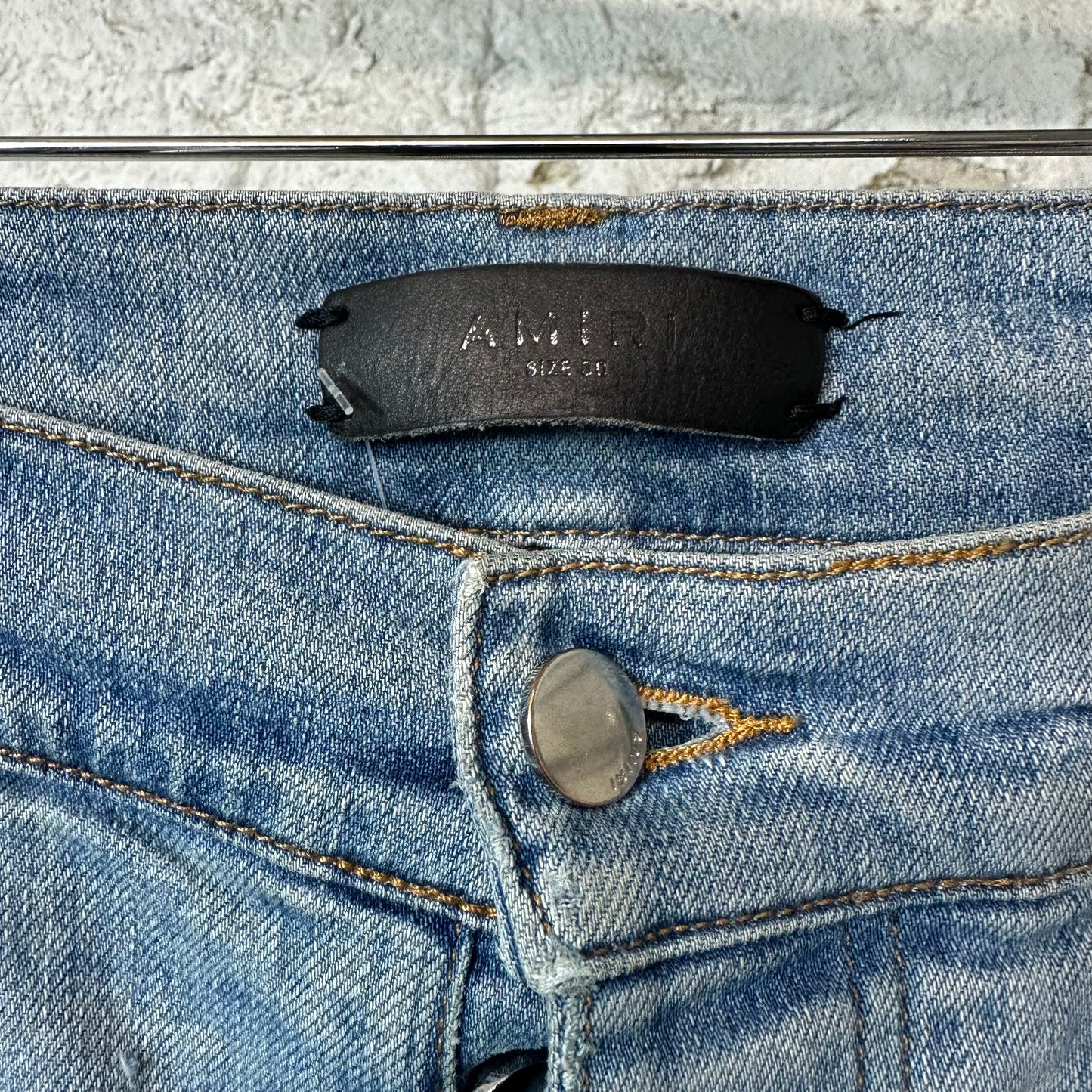 Amiri MX1 Marble Patch Blue Denim Jeans Sz 30
