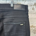 Amiri MX1 Black Leather Black Denim Jeans Sz 33