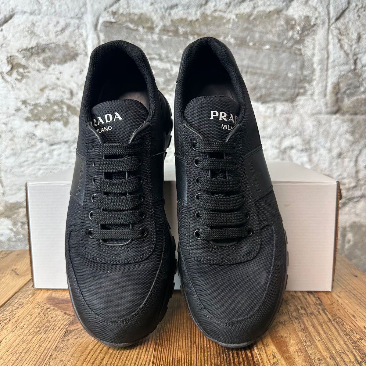 Prada Prax Triple Black Canvas Sneaker Sz 6