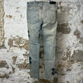 Amiri Green Quad Stitch Blue Denim Jeans Sz 34