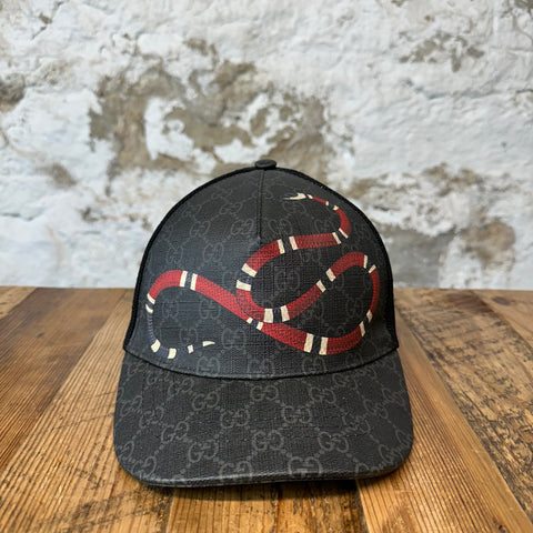 Gucci Snake Black Monogram Hat Sz L