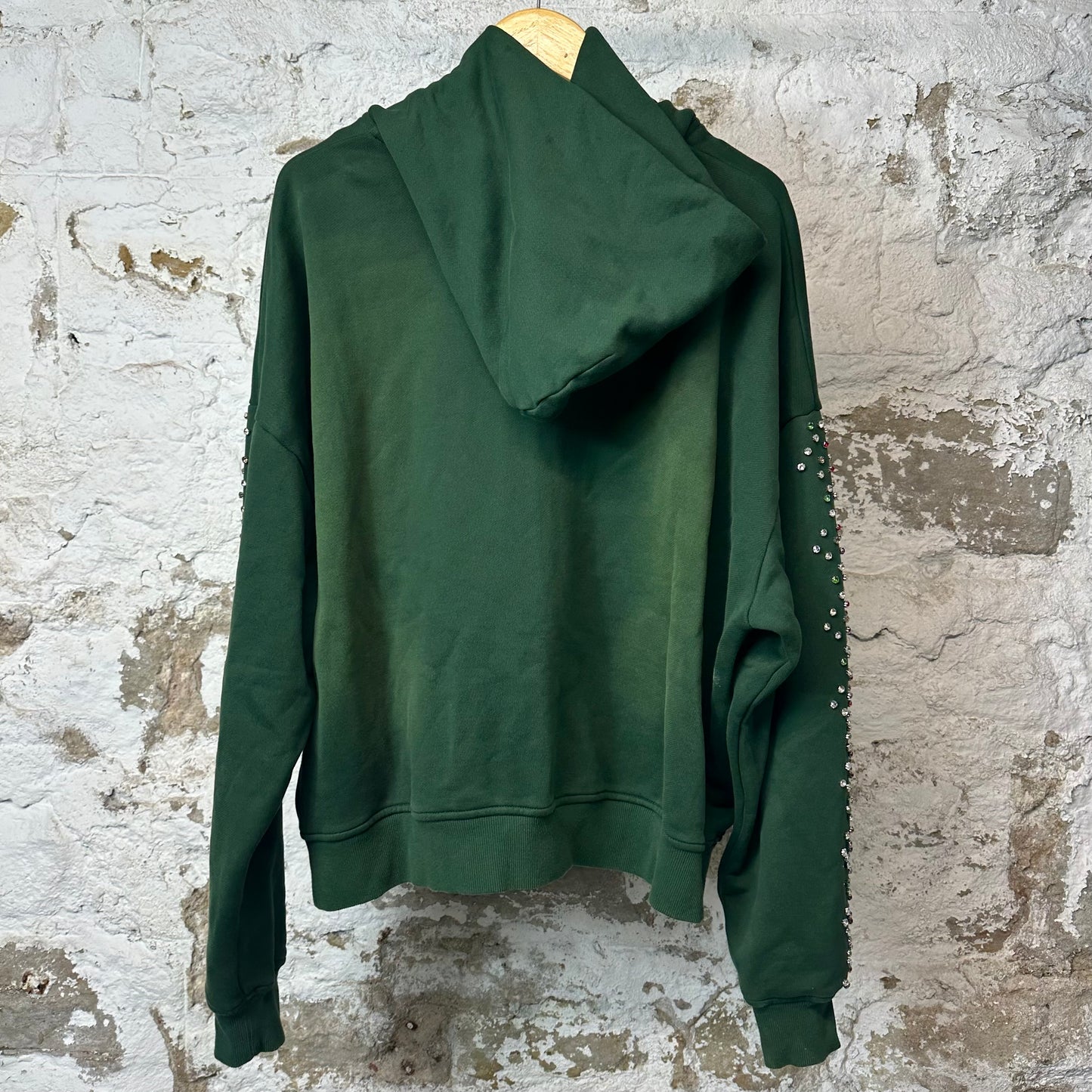 HMDD Crystal Zip Up Hoodie Green Sz M