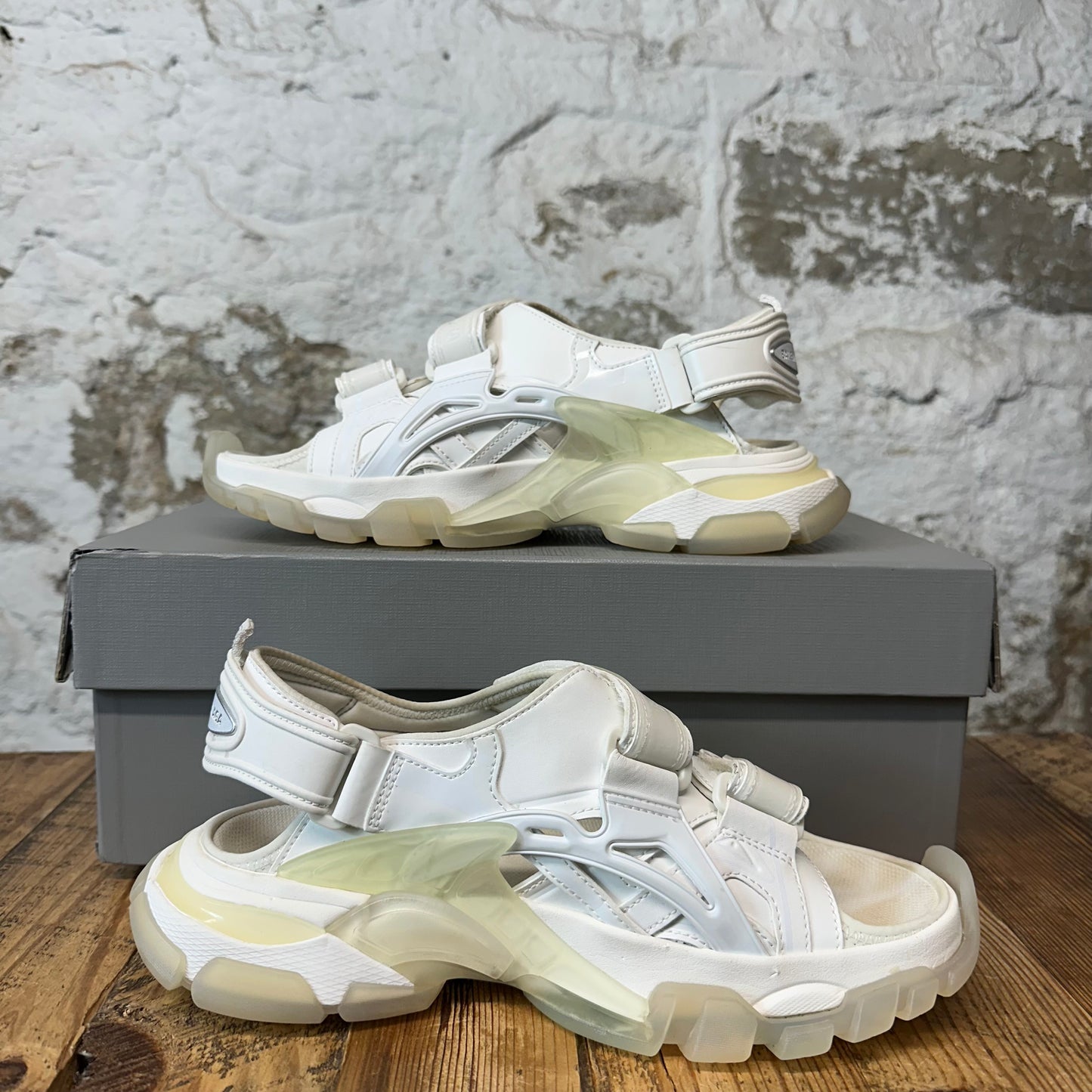 Balenciaga Track Strap White Clear Sandal Sz 6.5 (39)