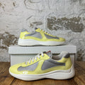 Prada Americas Cup Lemon Patent Grey White Sneaker Sz 8.5