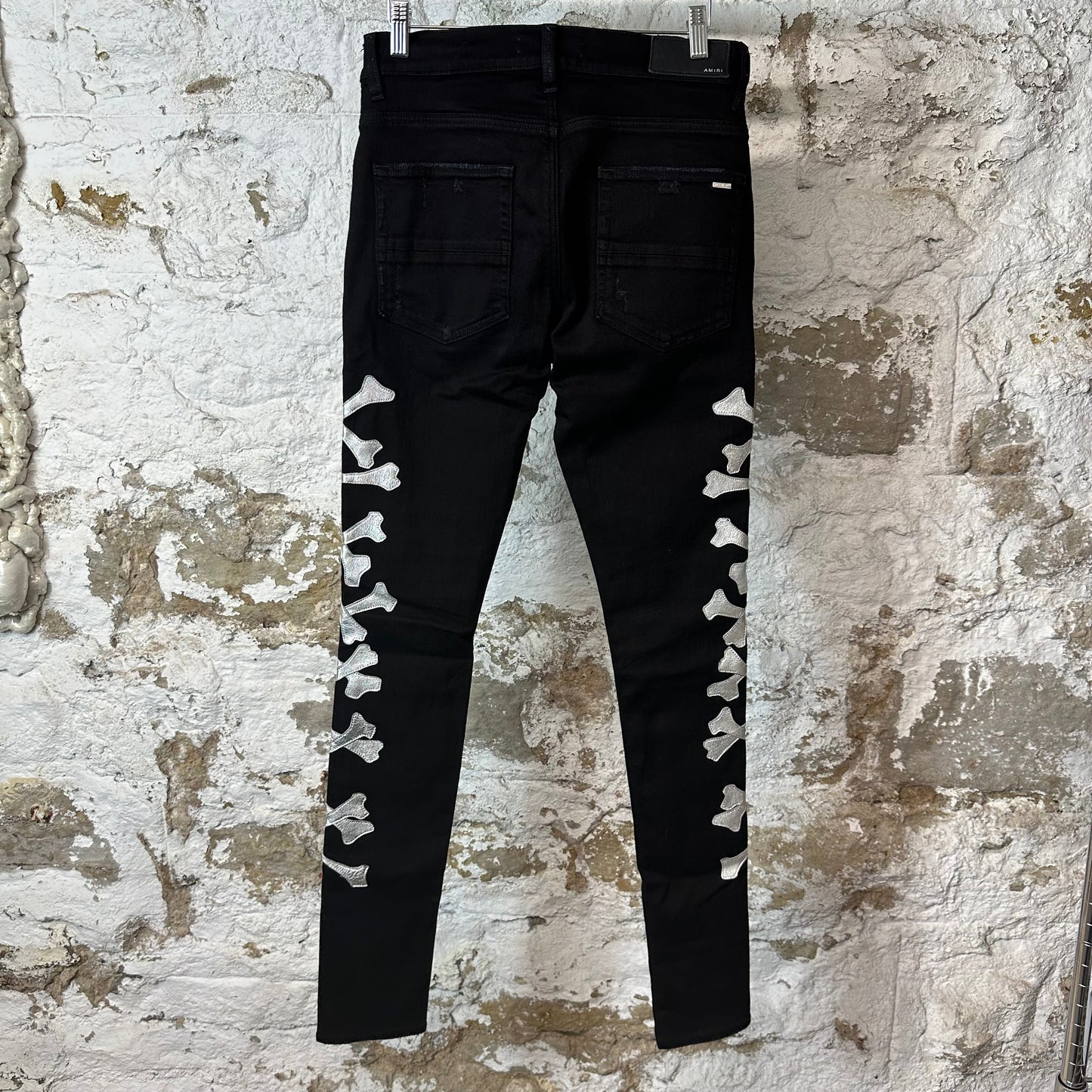 Amiri Silver Bones Black Denim Jeans Sz 30