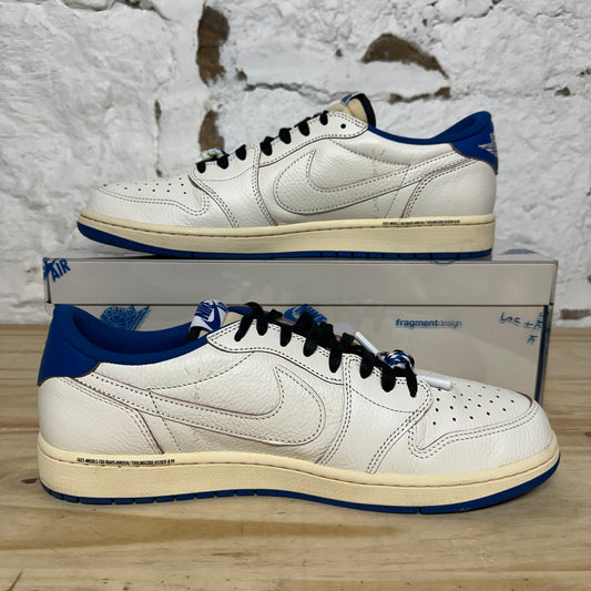 Air Jordan 1 Low Travis Scott Fragment Sail Military Blue Sz 13
