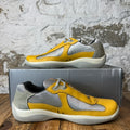 Prada Americas Cup Vintage Yellow Leather Grey Sneaker Sz 9