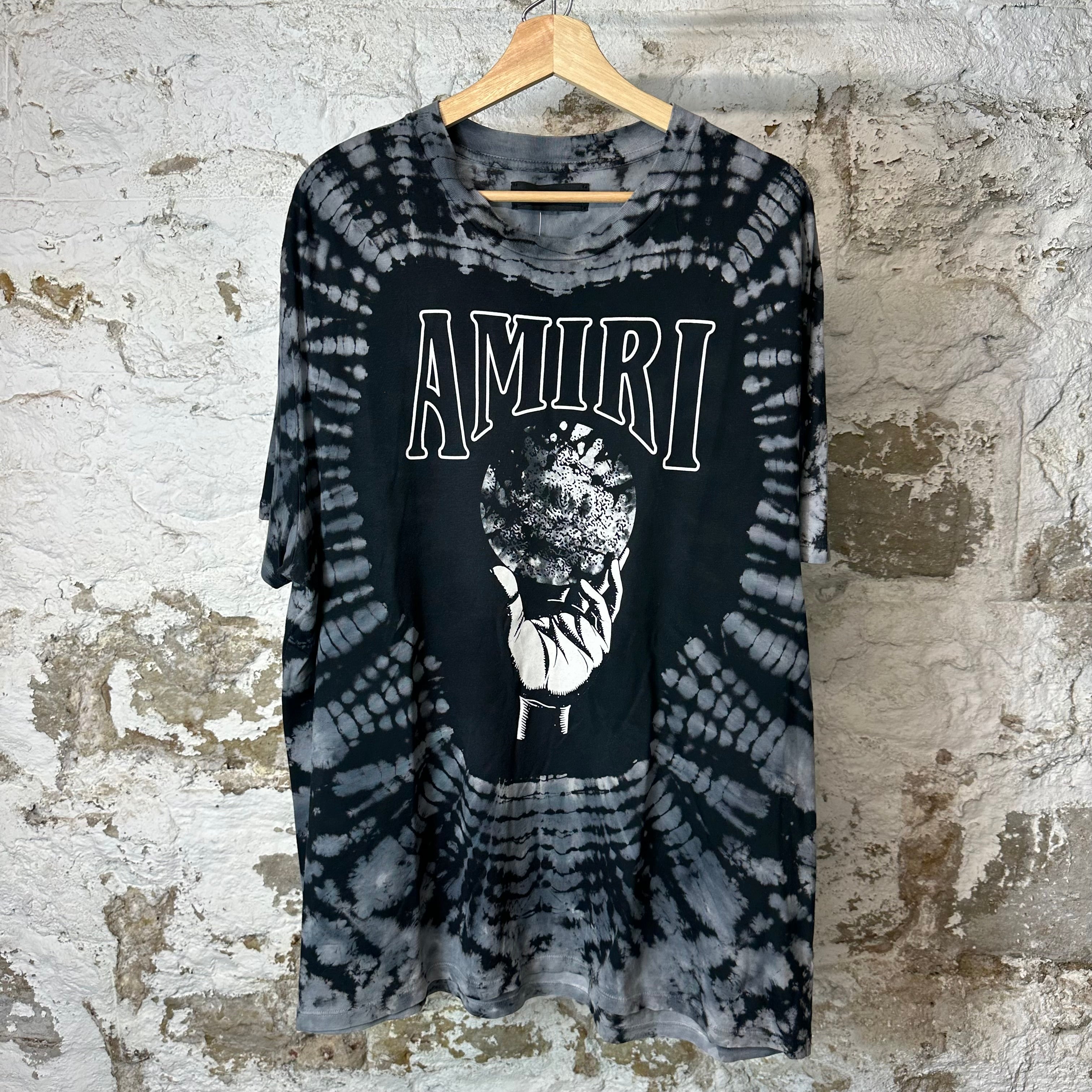 Amiri Hand Globe Black Tie Dye T-Shirt Sz XL