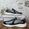 Prada Americas Cup Navy Patent Grey White Sneaker Sz 10.5