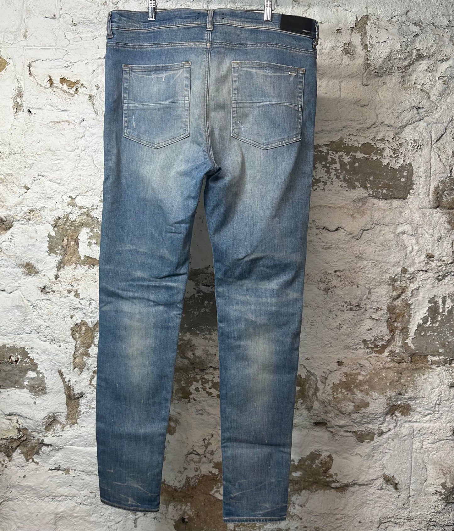 Amiri MX1 Red Suede Blue Denim Jeans Sz 40