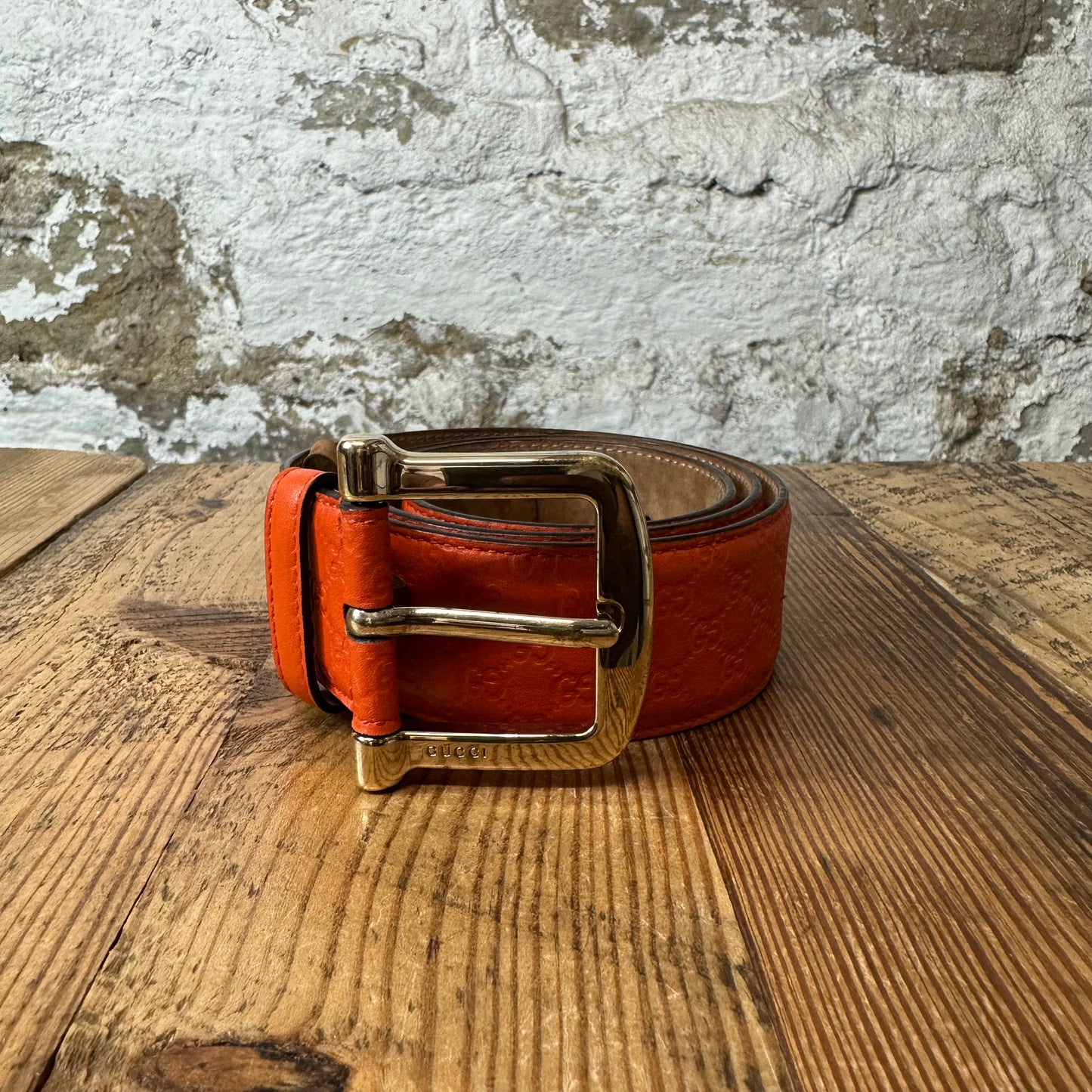 Gucci Orange GG Monogram Belt Sz (85/34)