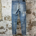 Amiri Distressed Side Spell Blue Denim Jeans Sz 34