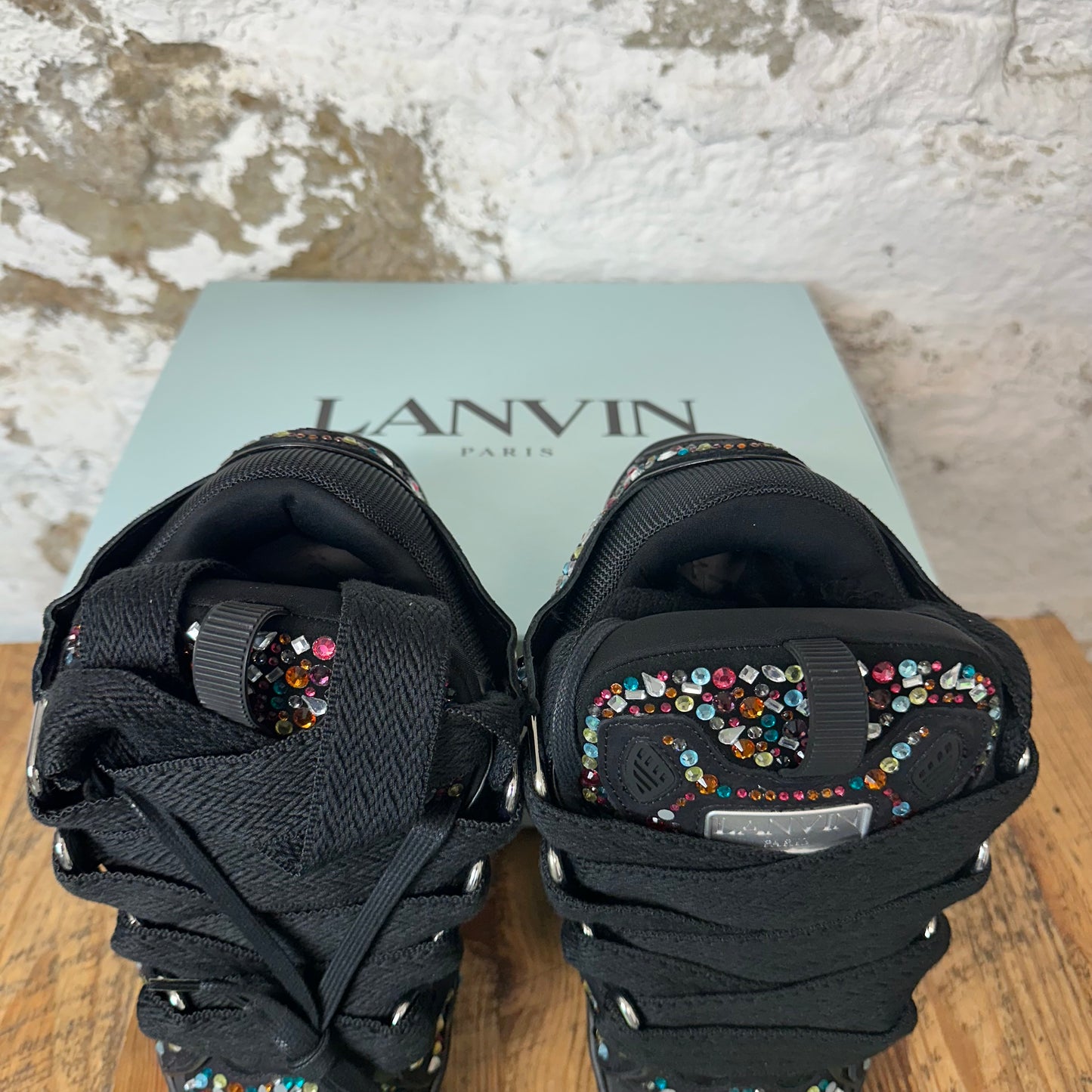 Lanvin Curb Multicolor Rhinestone Black Sneaker