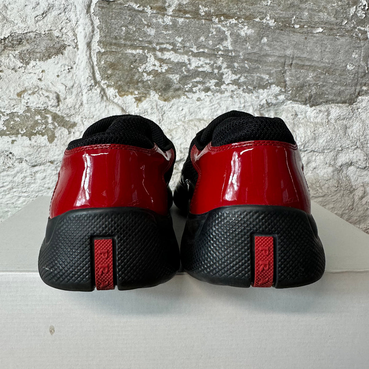 Prada Americas Cup Black Red Patent Sneaker Sz 10