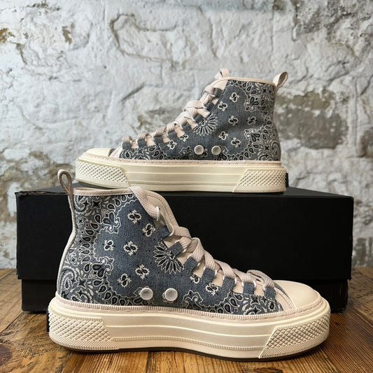 Amiri High White MA Blue Paisley Cream Sneaker Sz 7 (40)
