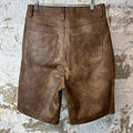 Bottega Desires Leather Spellout Shorts Brown Sz 30