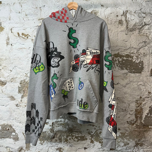 Rhude Race Car Hoodie Grey Sz L