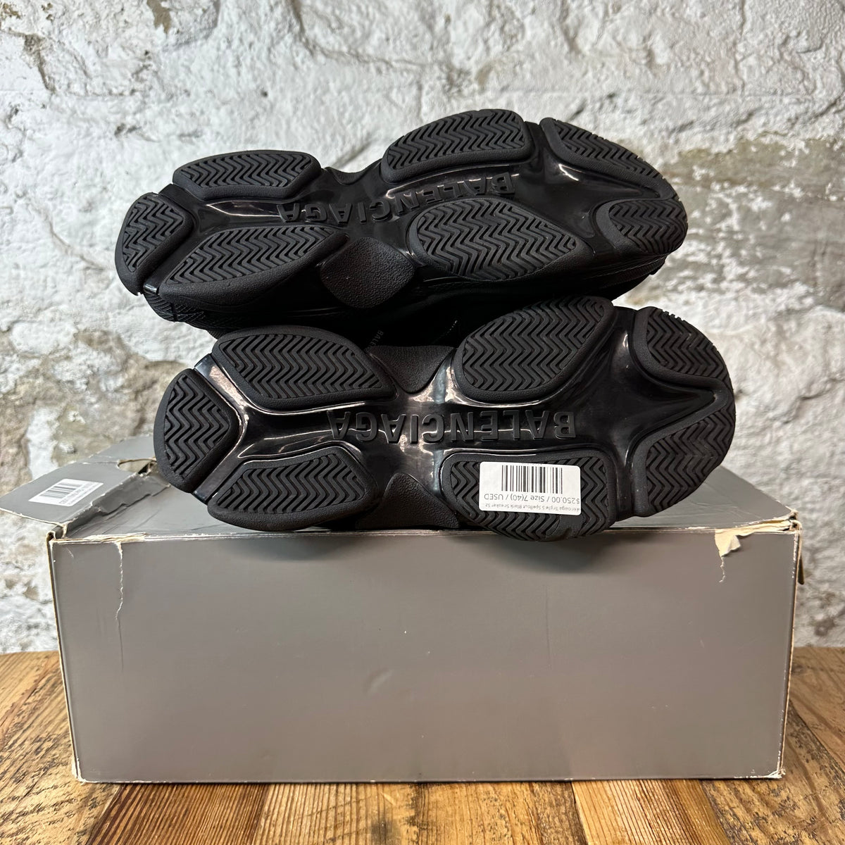 Balenciaga Triple S Spellout Black Sneaker Sz 7 (40)