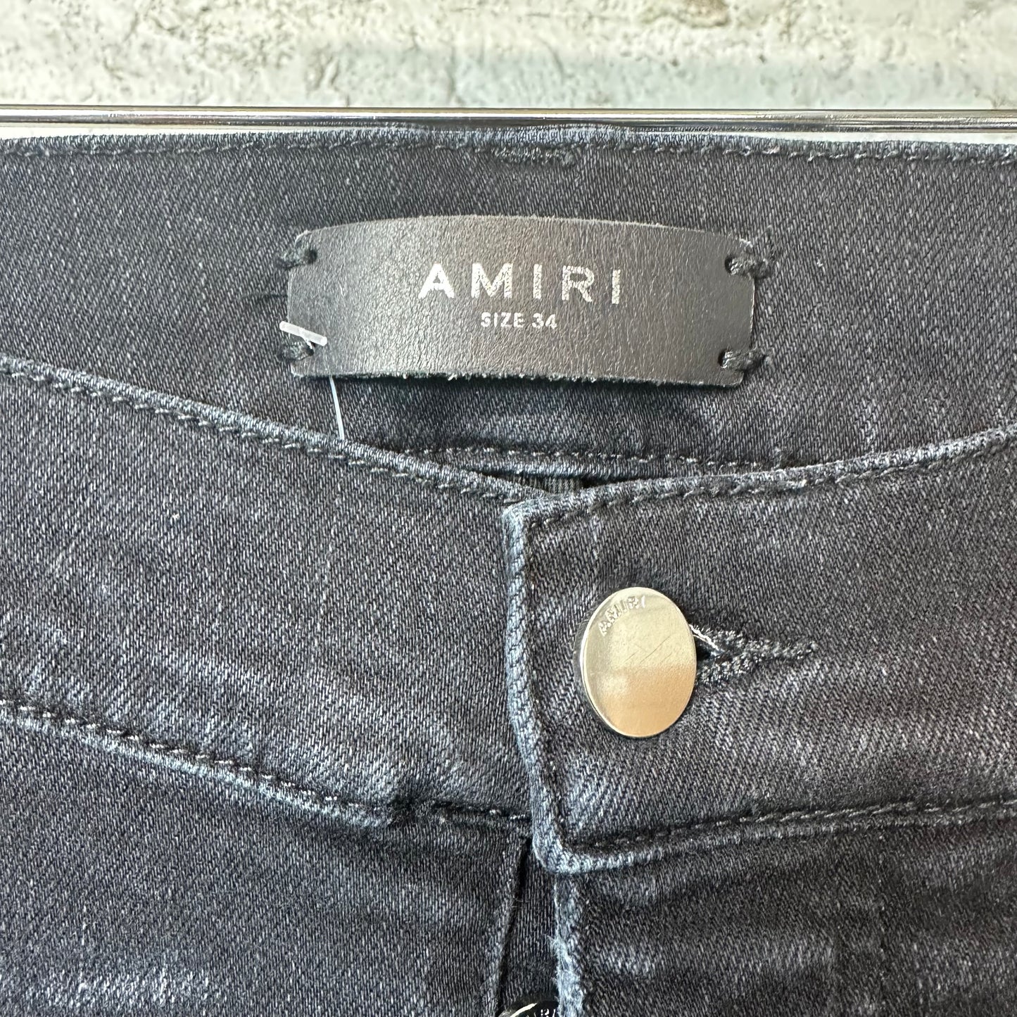 Amiri MX1 Camo Faded Black Denim Jeans Sz 34