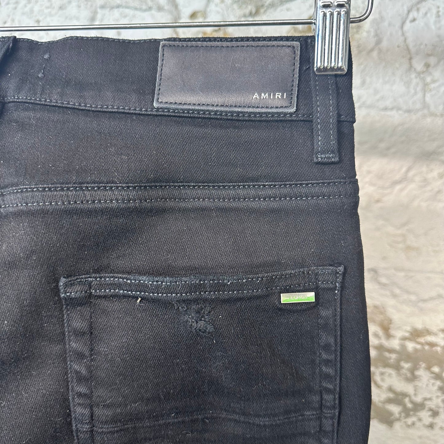 Amiri MX1 Brown Suede Black Denim Jeans Sz 30