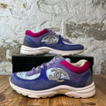Chanel CC Multicolor Suede Trainer Sneaker Sz 7 (40)