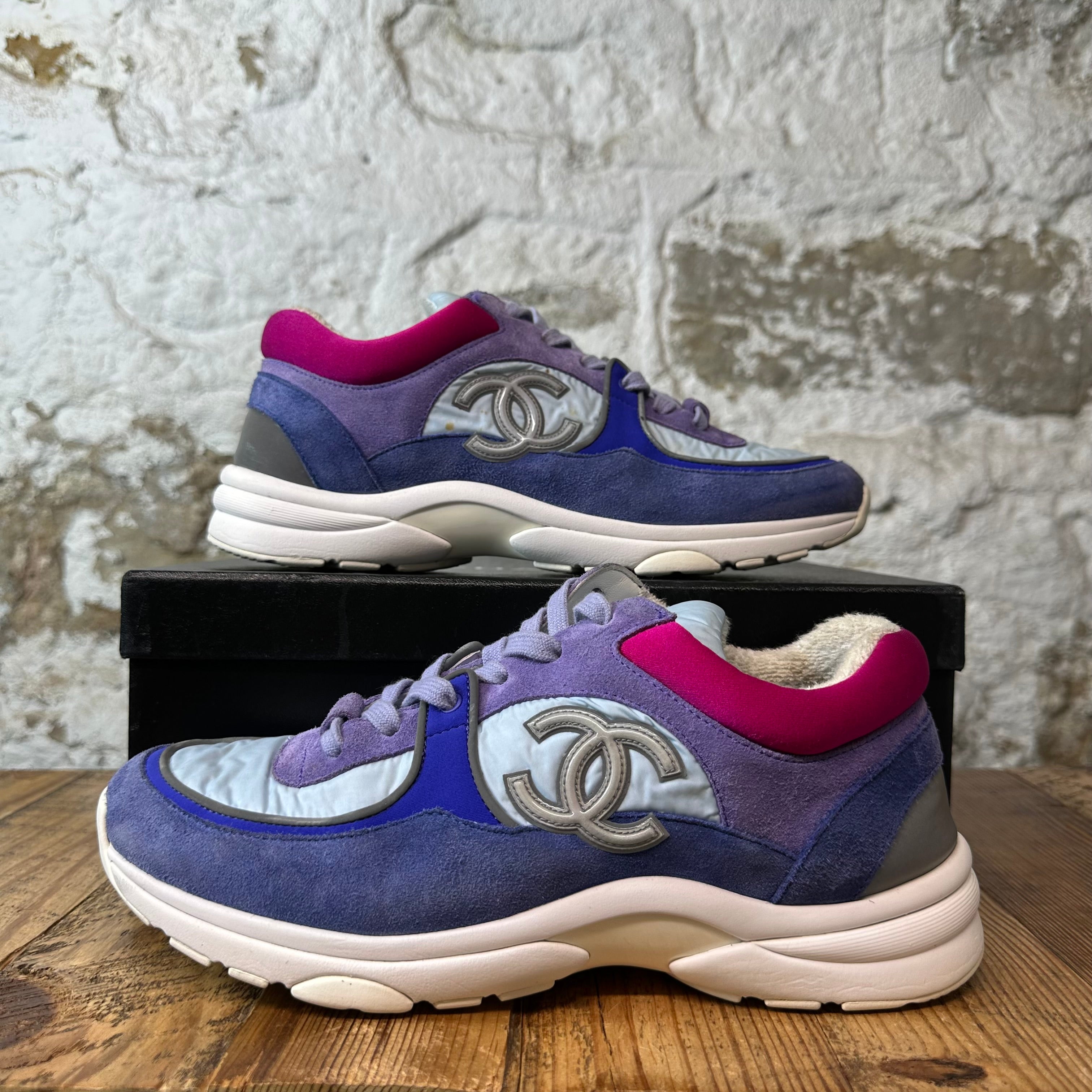 Chanel CC Multicolor Suede Trainer Sneaker Sz 7 (40)