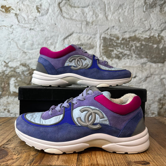 Chanel CC Multicolor Suede Trainer Sneaker Sz 7 (40)