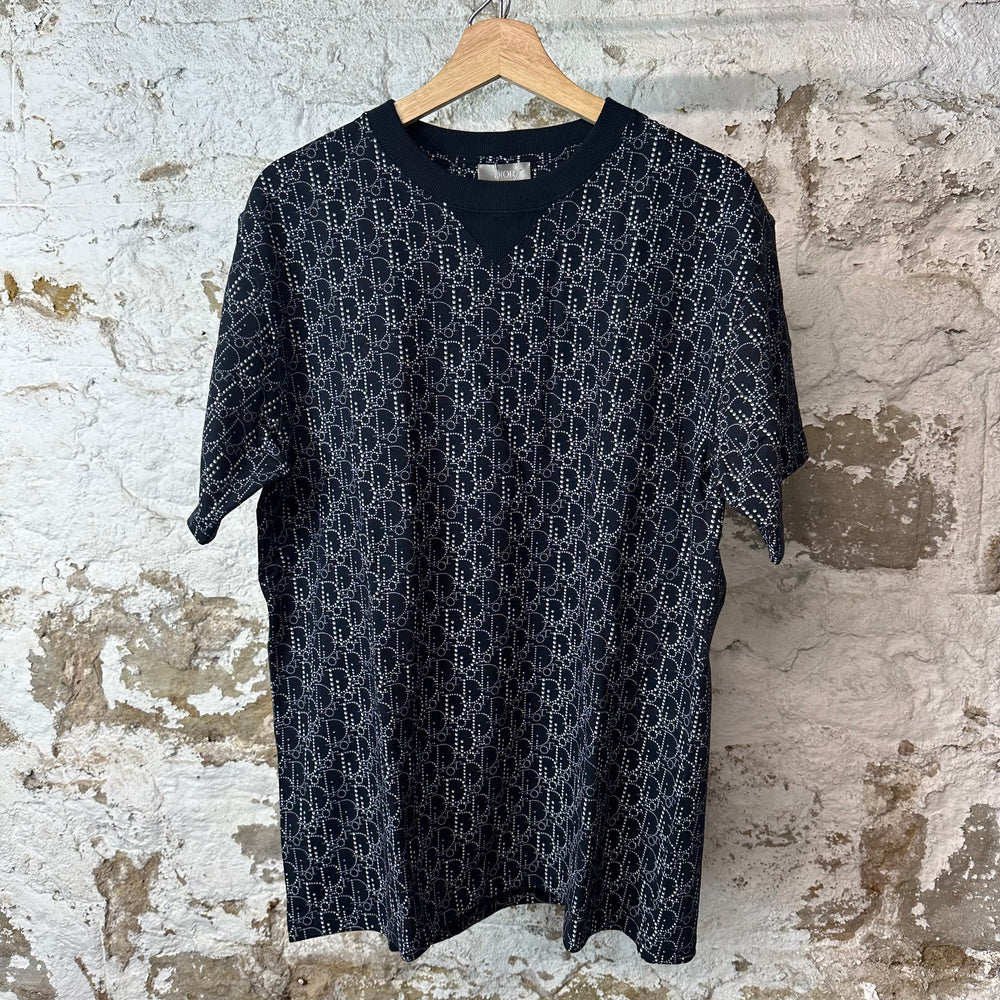 Dior Dot Oblique Jacquard Navy T-Shirt Sz M