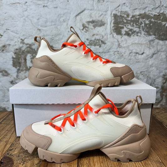 Dior D Connect White Orange Beige Neoprene Sneaker Sz 6.5 (39)