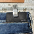 Amiri MX1 Black Leather Dark Blue Denim Jeans Sz 33