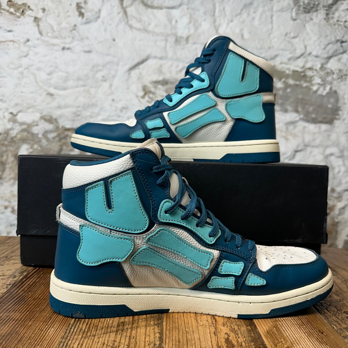 Amiri High Teal Blue Skeleton Navy White Sneaker Sz 10 (43)