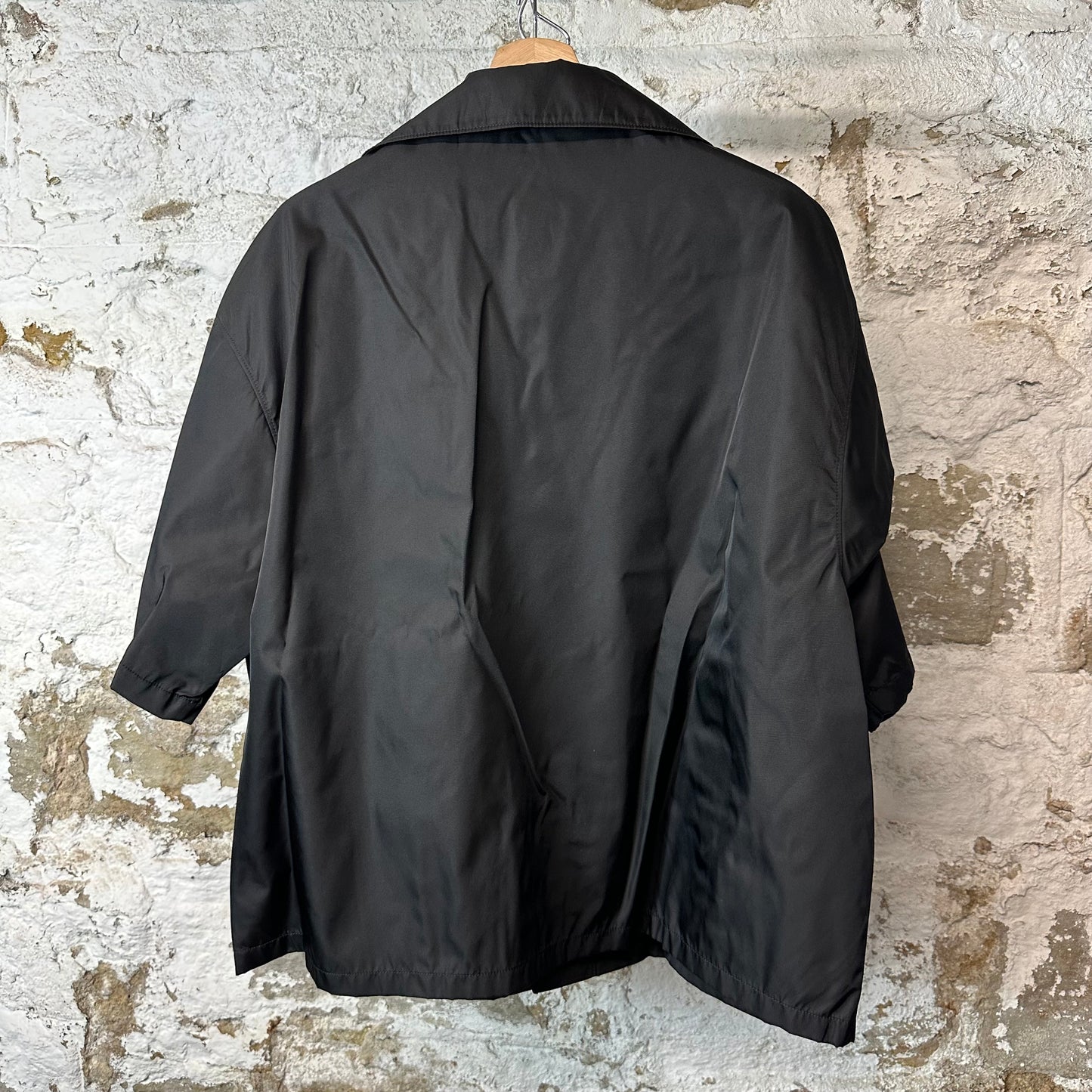 Prada Renylon Black Button Up Camp Shirt Sz L