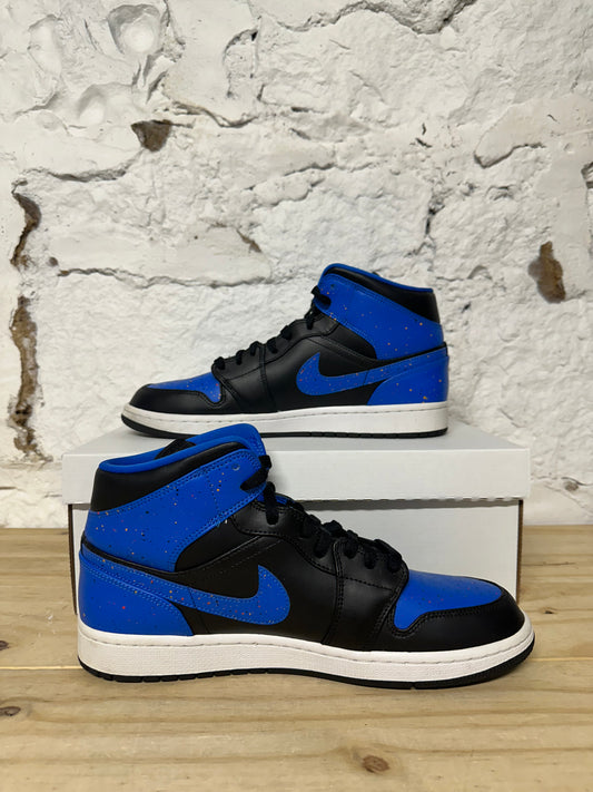 Air Jordan 1 Mid Royal Paint Splatter Sz 10.5