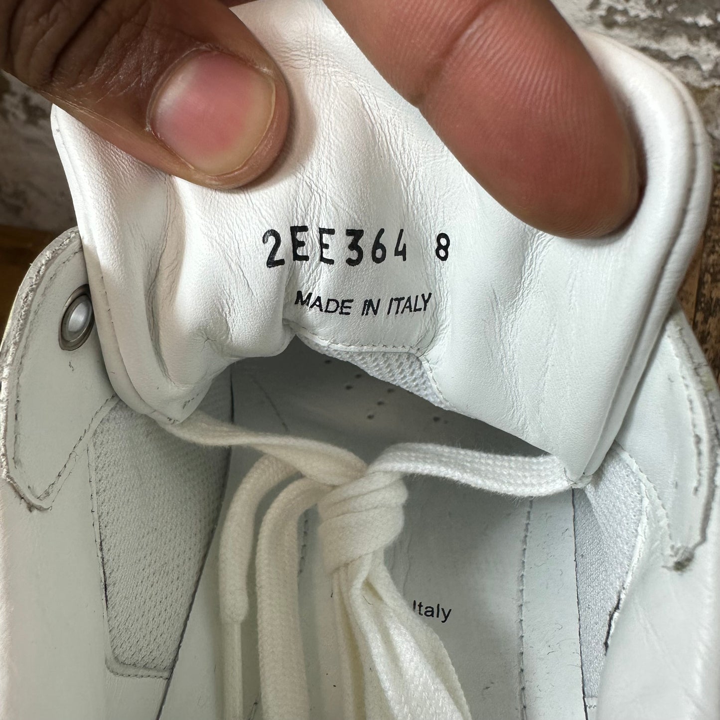 Prada Downtown Leather Grey White Sneaker Sz 8