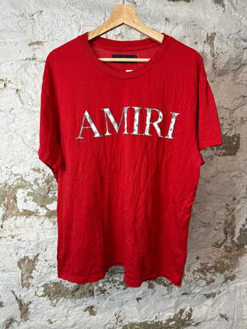 Amiri Red Paisley Spellout T-shirt Sz L