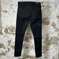 Amiri Leather Stagger Spell Waxed Black Denim Jeans Sz 34