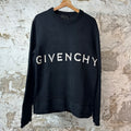 Givenchy White Spellout Black Knit Crewneck Sz L