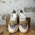 Burberry Ramsey Beige Plaid Pink White Sneaker Sz 6.5 (39)