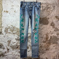 Amiri Teal Bones Blue Denim Jeans Sz 32