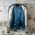 Amiri Bandana Flames Satin Varsity Jacket Blue Sz L