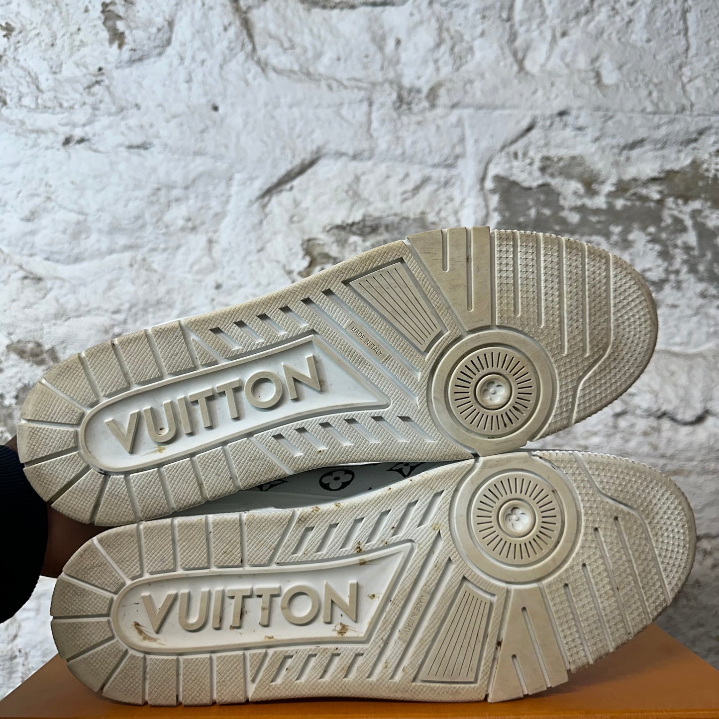 Louis Vuitton Black Monogram White Trainer Sneaker Sz 12 (10.5LV)