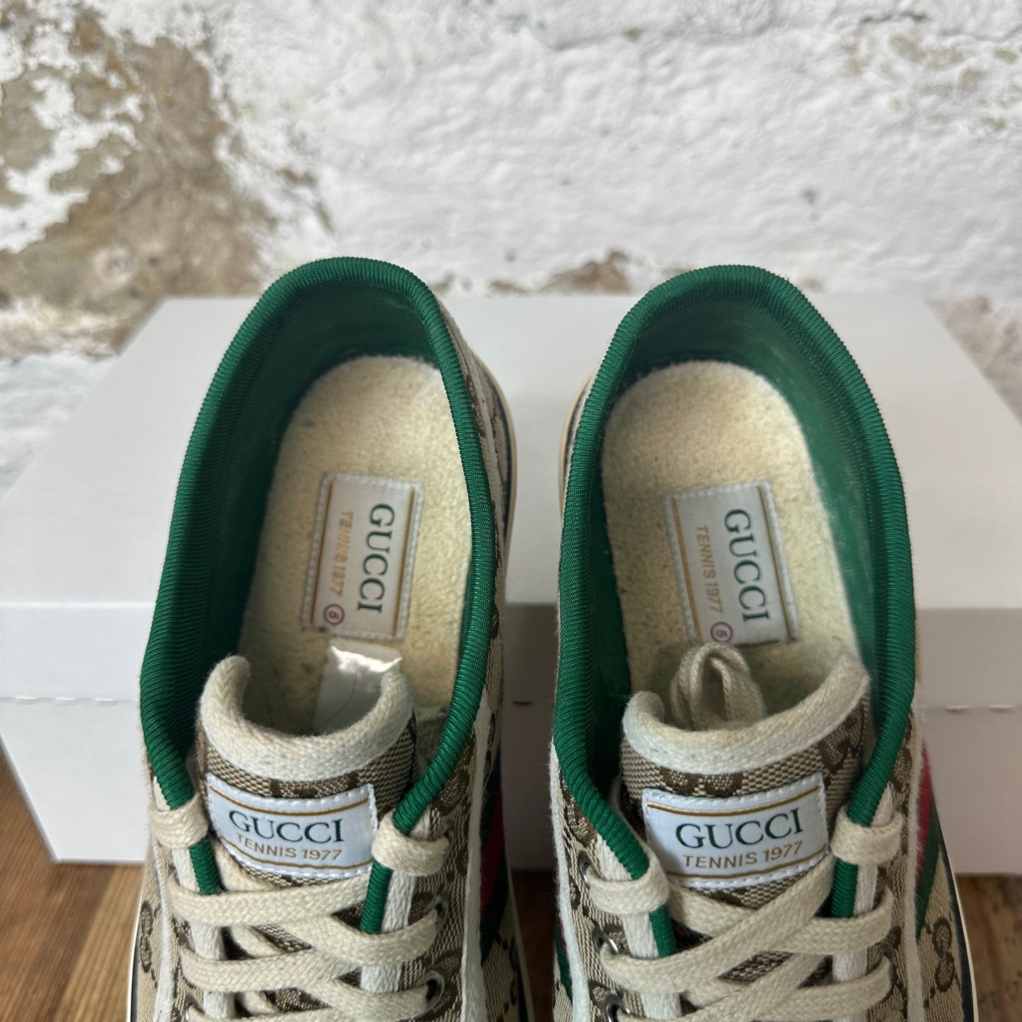 Gucci Tennis 1977 Brown Monogram Sneaker Sz 5 No Box