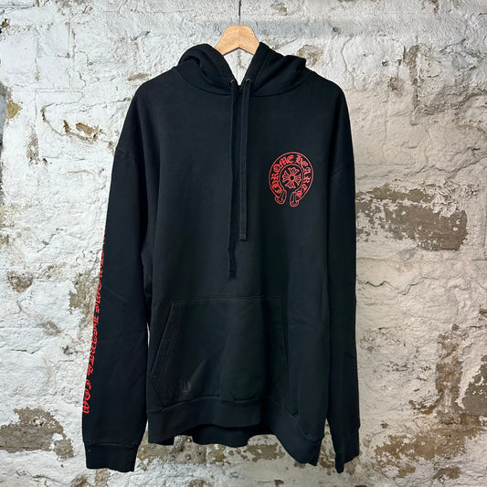 Chrome Hearts Red Horseshoe Pullover Hoodie Black Sz XXL