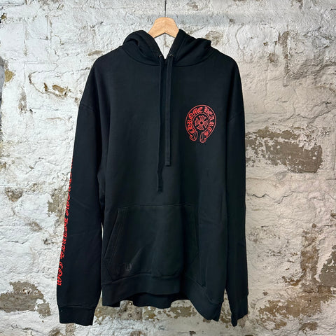 Chrome Hearts Red Horseshoe Pullover Hoodie Black Sz XXL