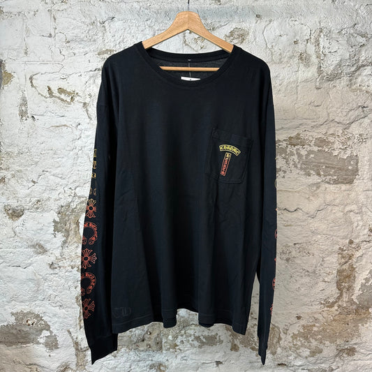 Chrome Hearts Gradient T Logo L/s Black Sz XL (Bleach Stains)