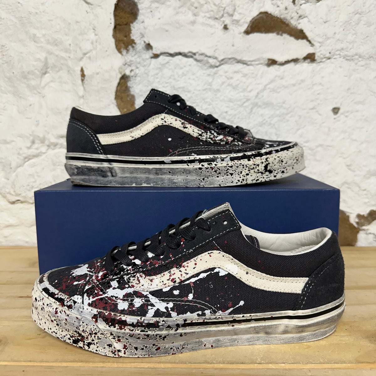 Vans Old Skool 36 Paint Splatter Charcoal Grey Sz 8.5