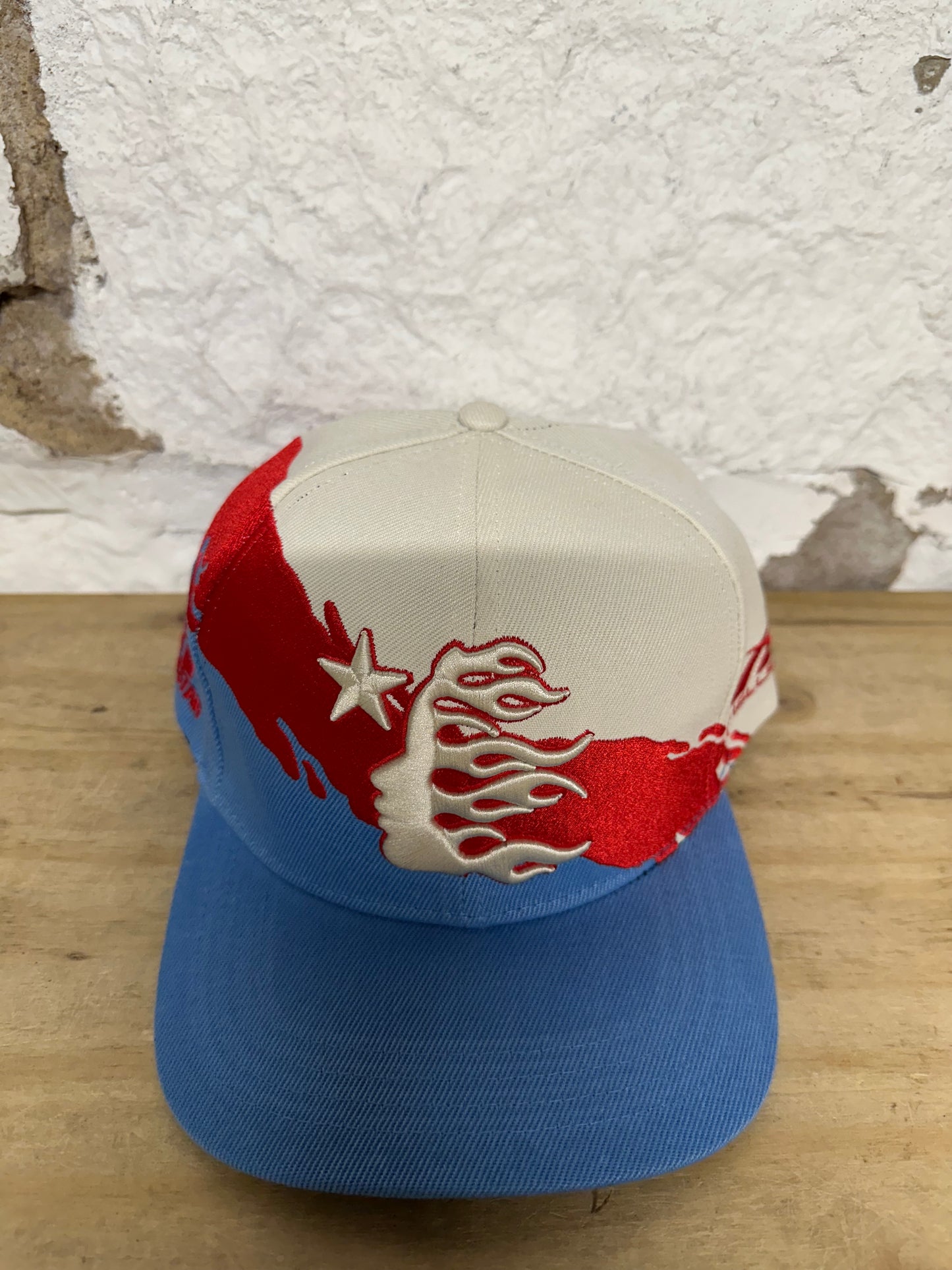 Hellstar Paintbrush Blue Red Cream Snapback Hat DS